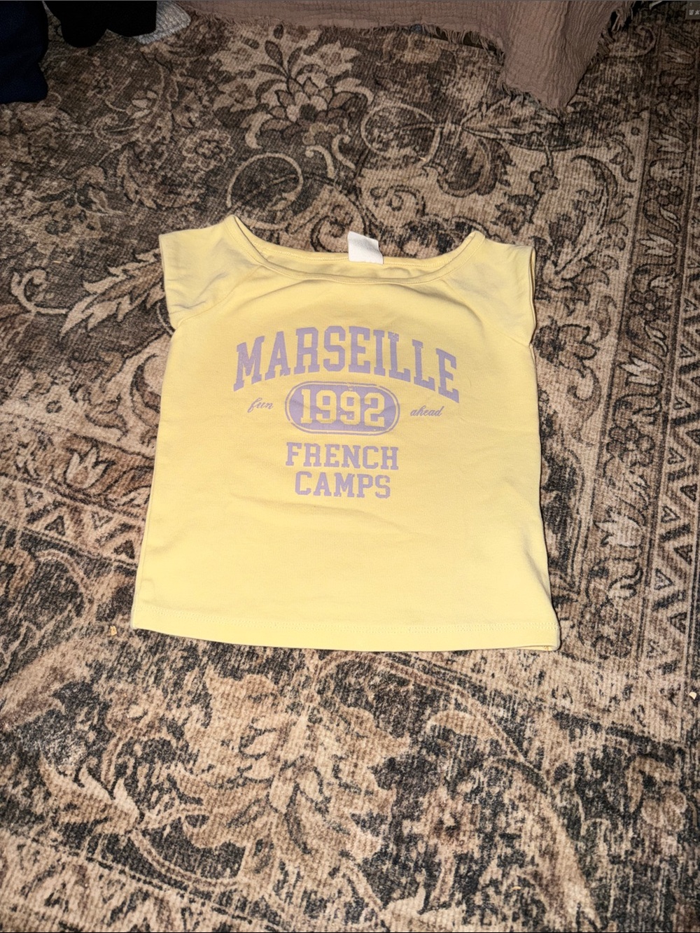 Zara Yellow 'Marseille 1992 French Camps' Graphic Tee